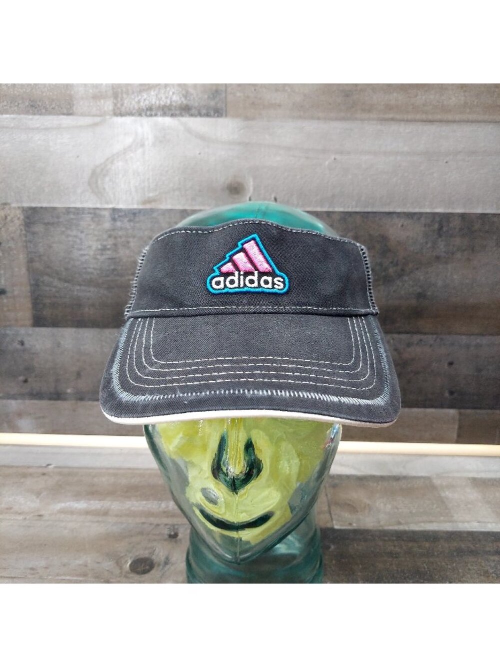 Adidas Black & Multi-Color Logo Outdoor Sun Protection Visor Adjustable Hat